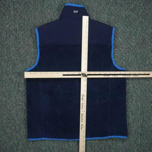 Vineyard Vines Vest Mens Small Blue Full Zip Pockets‎ Fleece - Picture 6 of 9